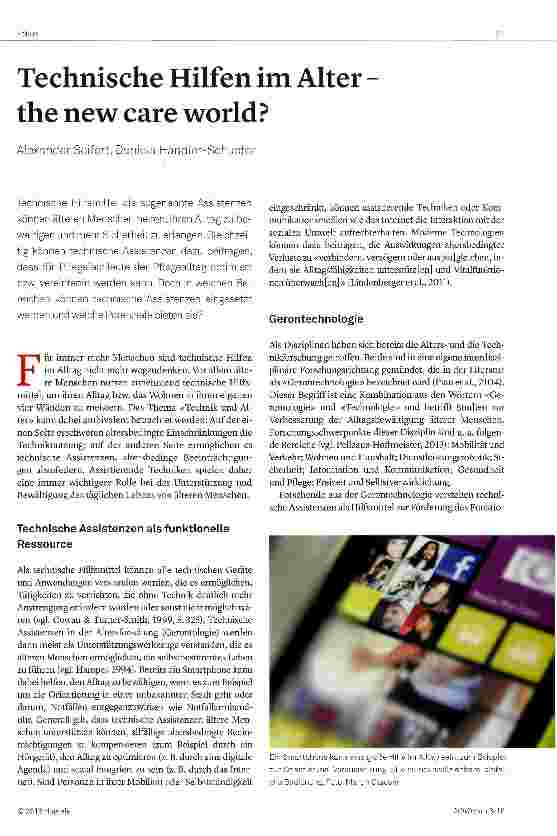 Vorschauseite 1: Technische Hilfen im Alter the new care world?
