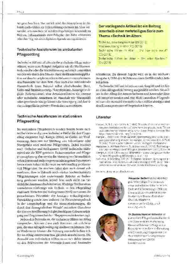 Vorschauseite 3: Technische Hilfen im Alter the new care world?