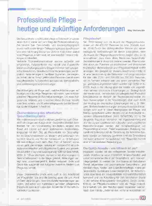 Vorschauseite 1: Professionelle Pflege heutige und zukünftige Anforderungen