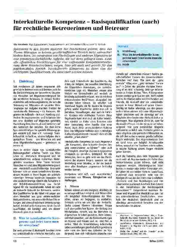 Vorschauseite 1: Interkulturelle KompetenzBasisqualifikation (auch) für rechtliche Betreuerinnen und Betreuer