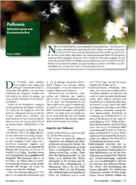 Vorschauseite 1: Pollinosis Reflextherapien und Kraniumtechniken