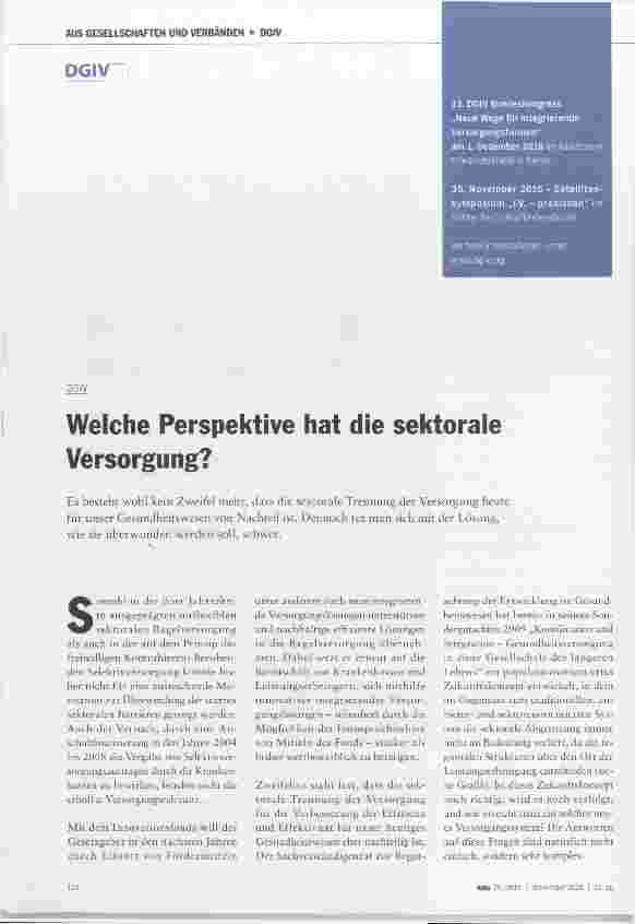 Vorschauseite 1: Welche Perspektive hat die sektorale Versorgung?