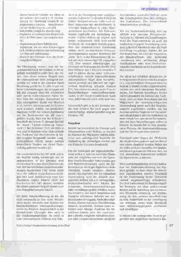 Vorschauseite 2: Implantatentfernung beim Kind