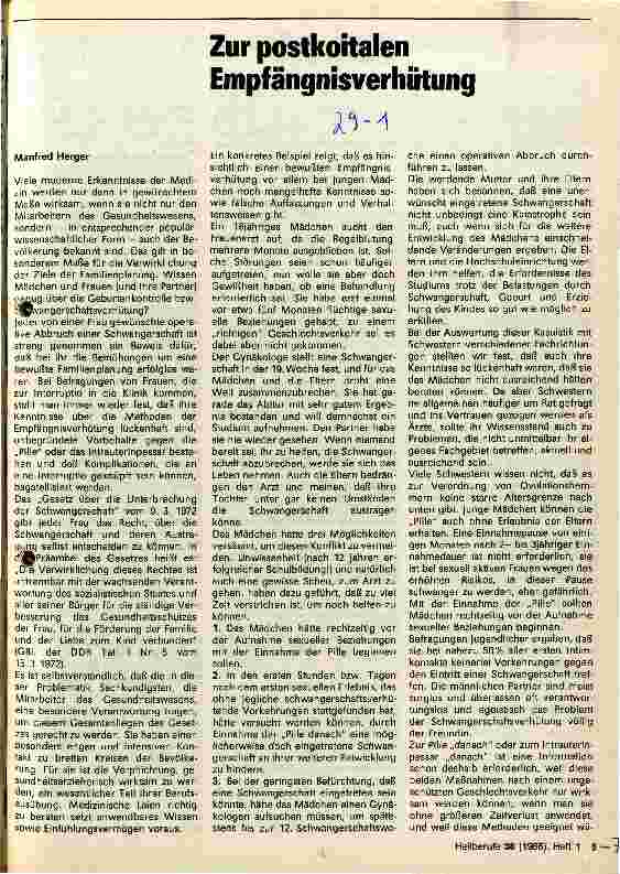 Vorschauseite 1: Zur postkoitalen Empfängnisverhütung