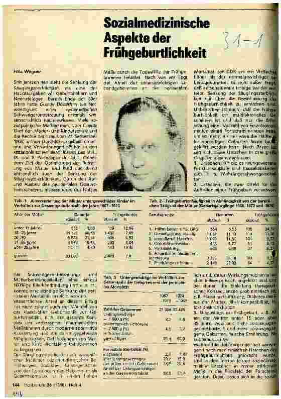 Vorschauseite 1: Sozialmedizinische Aspekte der Frühgeburtlichkeit