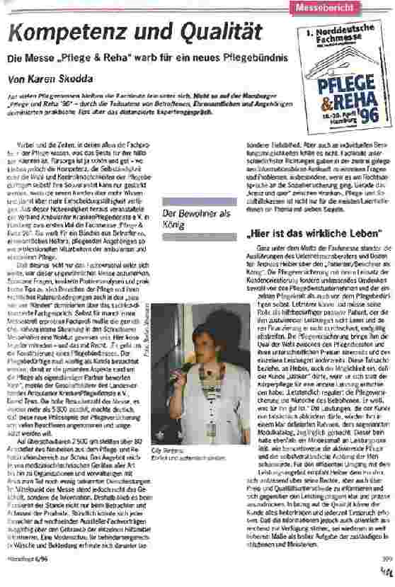 Vorschauseite 1: Kompetenz und Qualität Die Messe Pflege & Reha warb für ein neues Pflegebündnis