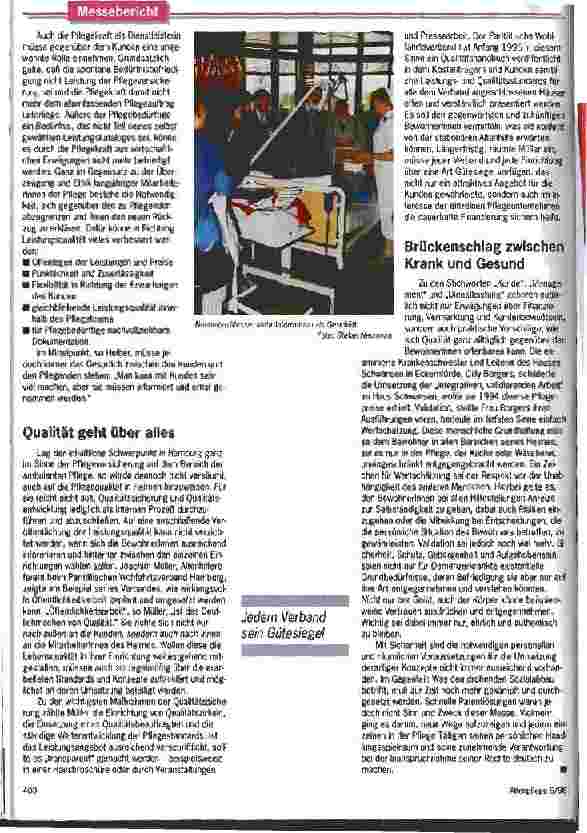 Vorschauseite 2: Kompetenz und Qualität Die Messe Pflege & Reha warb für ein neues Pflegebündnis