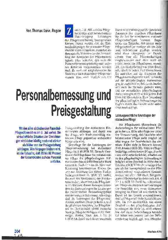 Vorschauseite 1: Personalbemessung und Preisgestaltung