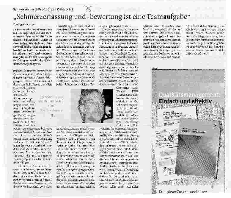 Vorschauseite 1: Schmerzerfassung und -bewertung ist eine Teamaufgabe