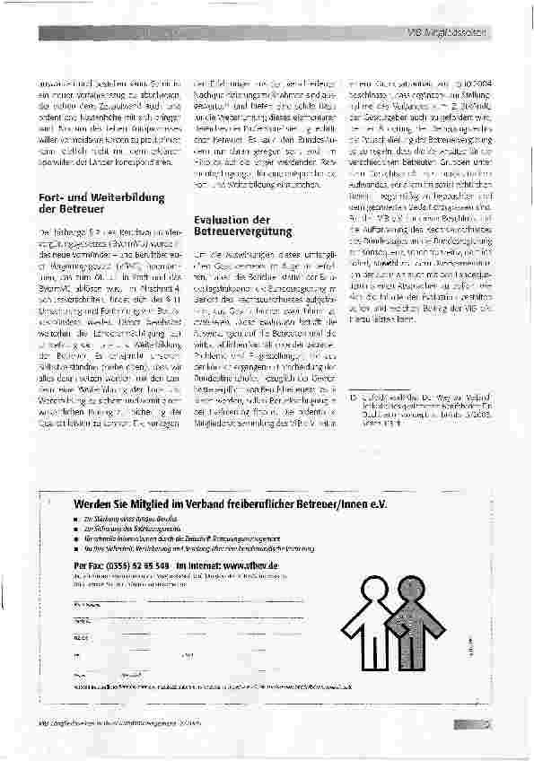 Vorschauseite 5: VfB-Mitgliedsseiten in Betreuungsmanagement -Mitteilungen des Verbandes freiberuflicher Betreuer/innen e. V. Das 2. Betreuungsrechtsänderungsgesetz und seine Folgen