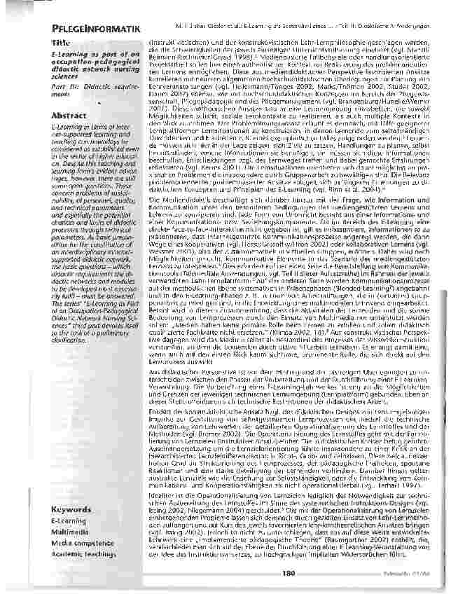 Vorschauseite 2: E-Learning als Bestandteil eines berufspädagogischen Lehrverbundes PflegewissenschaftTeil III: Didaktische Anforderungen