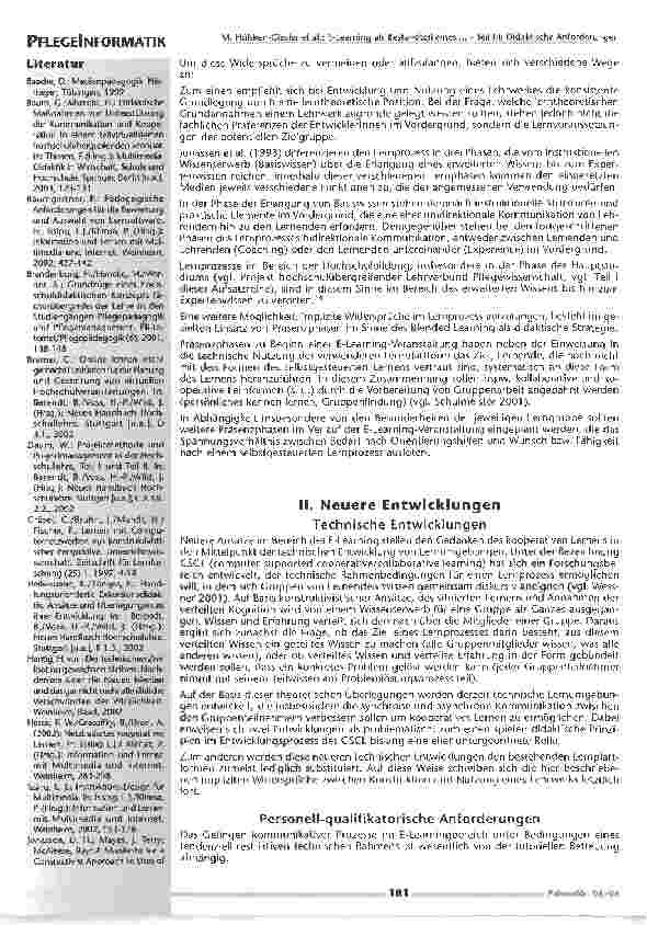 Vorschauseite 3: E-Learning als Bestandteil eines berufspädagogischen Lehrverbundes PflegewissenschaftTeil III: Didaktische Anforderungen