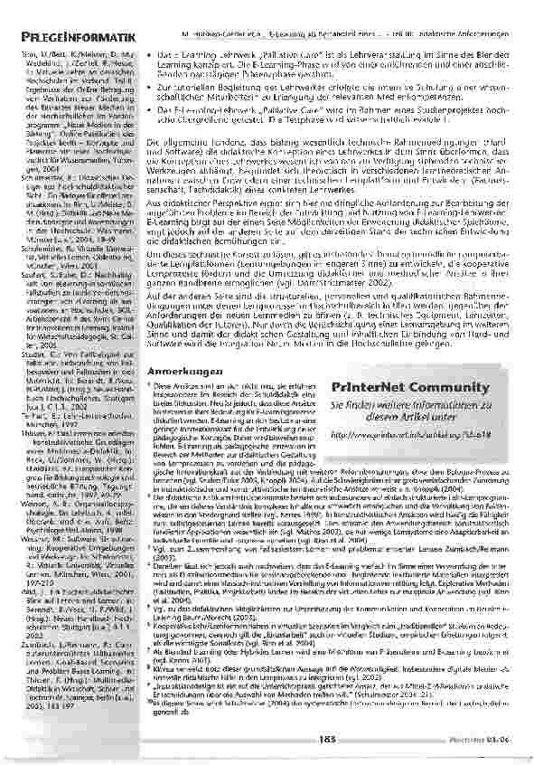 Vorschauseite 5: E-Learning als Bestandteil eines berufspädagogischen Lehrverbundes PflegewissenschaftTeil III: Didaktische Anforderungen