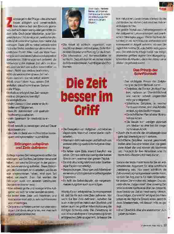 Vorschauseite 2: Pflege unter Zeitdruck Zeitmanagement in der Pflege