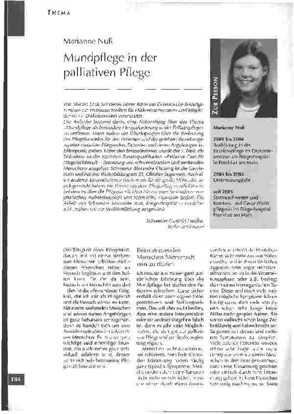 Vorschauseite 1: Mundpflege in der palliativen Pflege