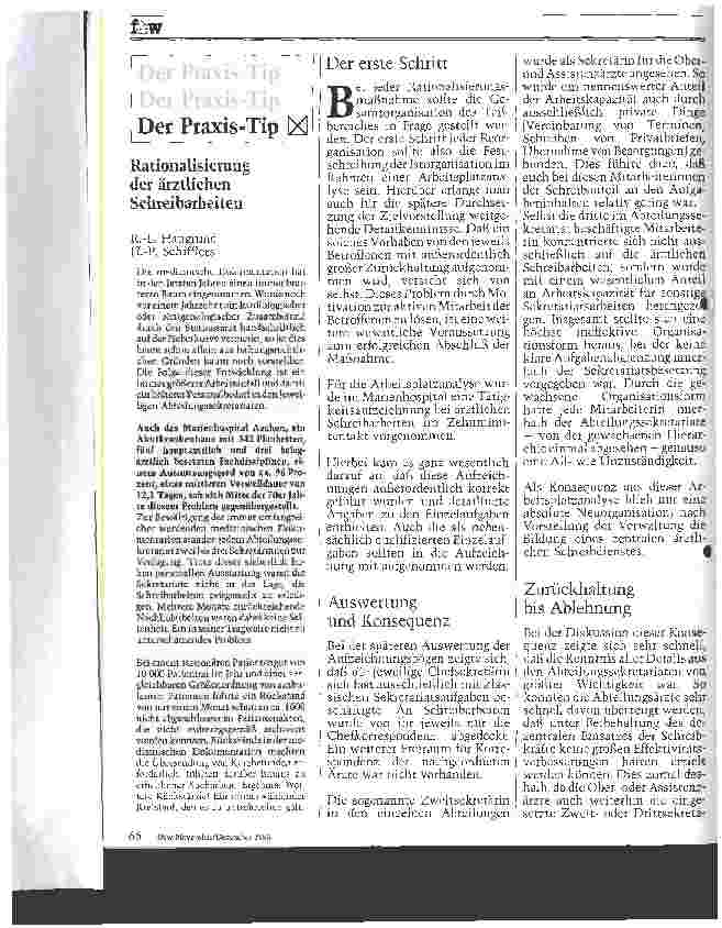 Vorschauseite 1: Rationalisierung der ärztlichen Schreibarbeiten