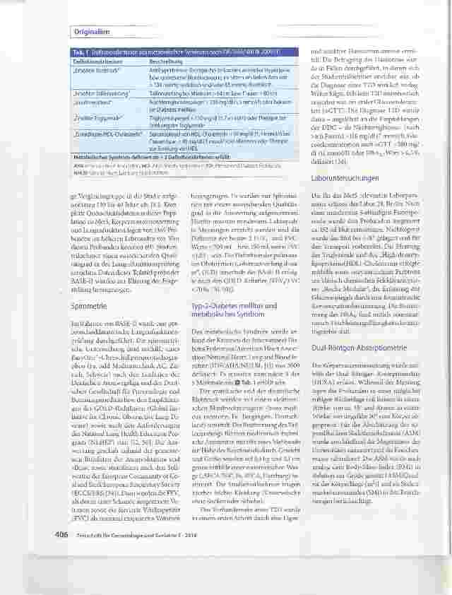 Vorschauseite 2: Lungenfunktion bei älteren Probanden mit metaboiischem Syndrom und Typ-2-Diabetes