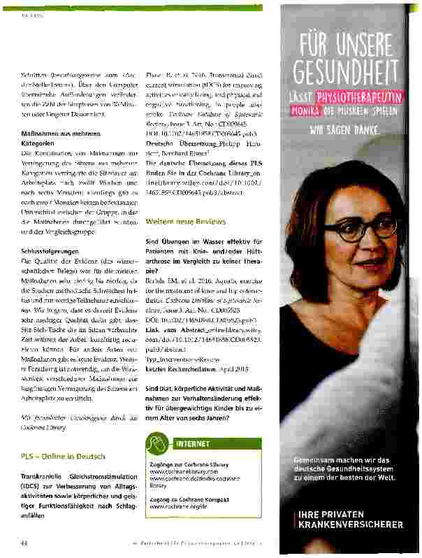 Vorschauseite 3: Cochrane-Update 5_2016 Neues aus der Cochrane Library