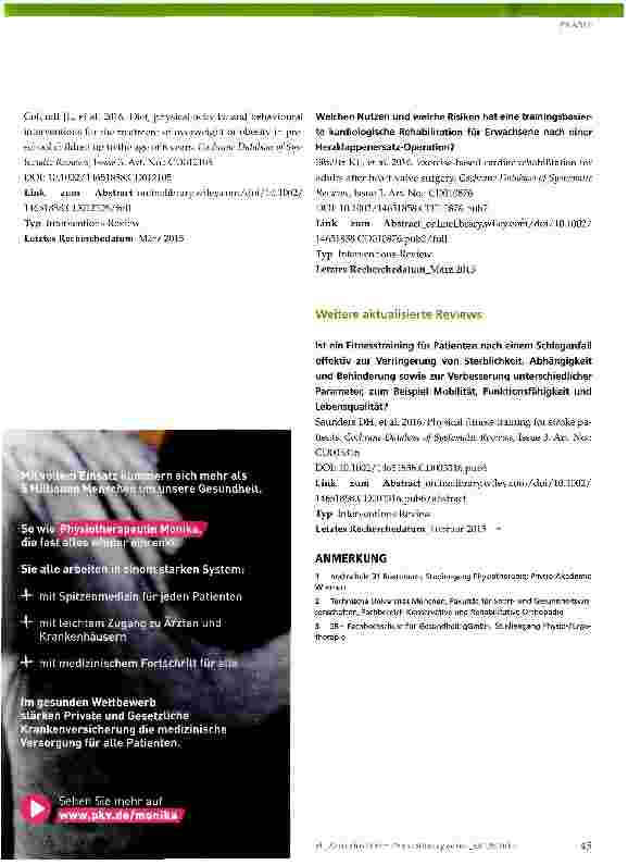 Vorschauseite 4: Cochrane-Update 5_2016 Neues aus der Cochrane Library