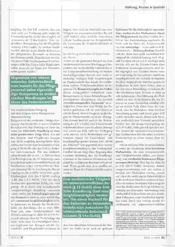Vorschauseite 2: Eingeschränkte Strafbarkeit bei Kompetenz-überschreitung zum Wohl des Patienten