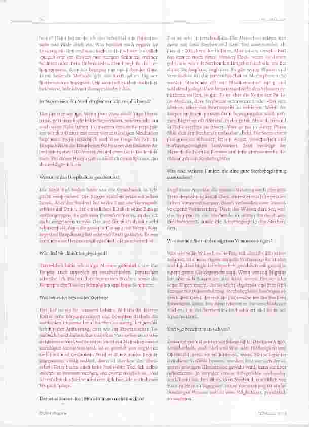 Vorschauseite 2: Wenn Menschen sterben, bedeutet das auch eine hohe psychische Betastung für die Begleitenden. Die buddhistische Sterbebegleiterin Dorothea Mihm spricht im Interview über Spiritual…