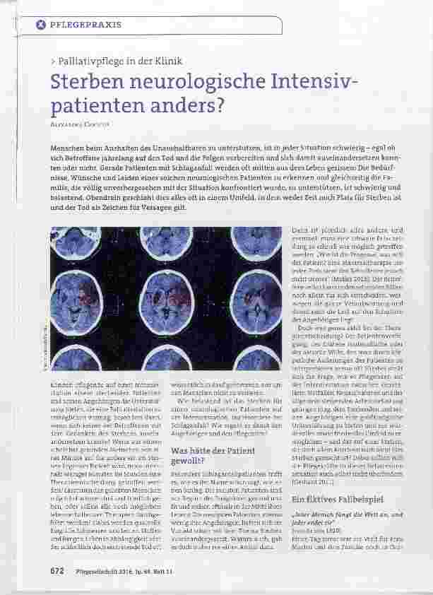 Vorschauseite 1: Sterben neurologische Intensivpatienten anders?