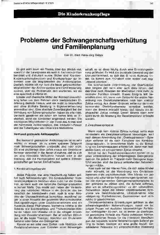 Vorschauseite 1: Probleme der Schwangerschaftsverhütung und Familienplanung