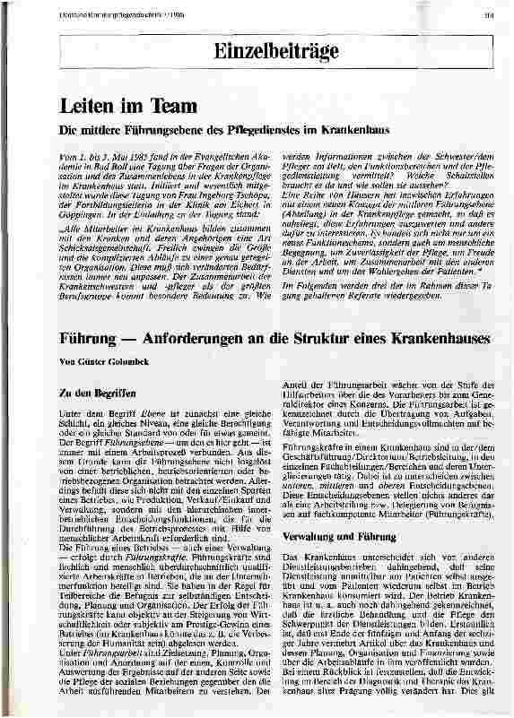 Vorschauseite 1: Leiten im Team Führung - Anforderungen an die Struktur eines Krankenhauses