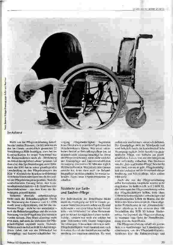 Vorschauseite 2: Die soziale Großtat und ihre Verlierer Auswirkungen der Pflegeversicherung auf das Leben behinderter Menschen