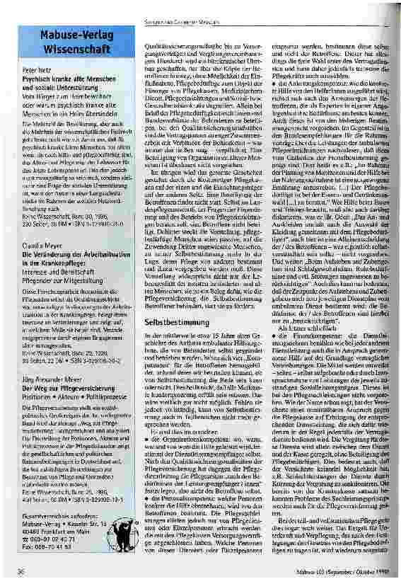 Vorschauseite 3: Die soziale Großtat und ihre Verlierer Auswirkungen der Pflegeversicherung auf das Leben behinderter Menschen