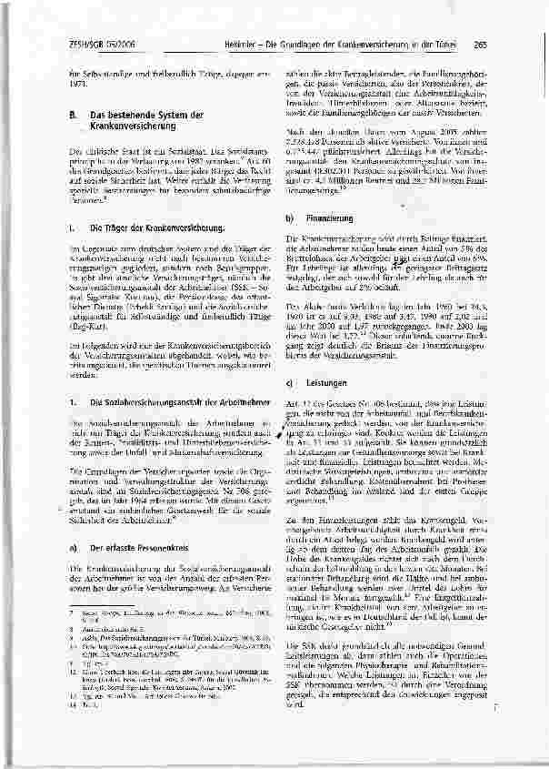 Vorschauseite 2: Die Grundlagen der Krankenversicherungund die geplante Einführung einer AllgemeinenKrankenversicherung in der Türkei