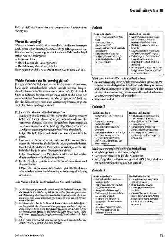 Vorschauseite 2: Outsourcing - was passiert, wenn die Klinik den Therapiebereich ausgliedern will?