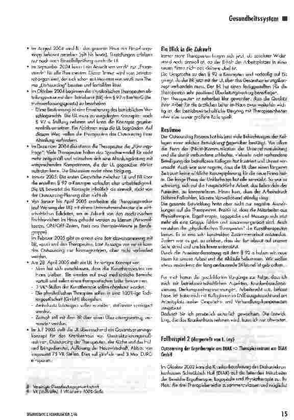 Vorschauseite 4: Outsourcing - was passiert, wenn die Klinik den Therapiebereich ausgliedern will?