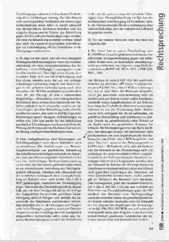 Vorschauseite 4: Zur Zwangsbehandlung in einer stationären Einrichtung gemäß § 1906 Abs. 1 BGB
