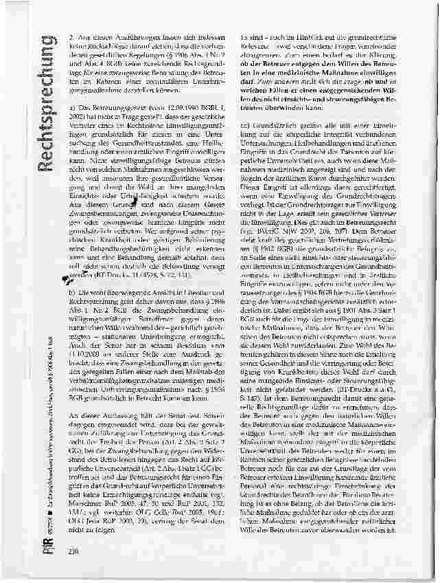 Vorschauseite 5: Zur Zwangsbehandlung in einer stationären Einrichtung gemäß § 1906 Abs. 1 BGB
