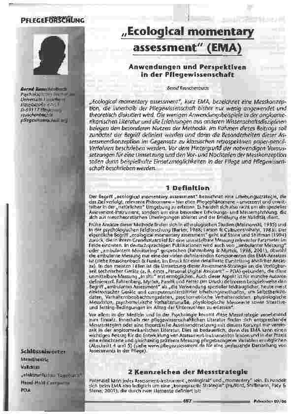 Vorschauseite 1: Ecological momentary assessment (EMA)
