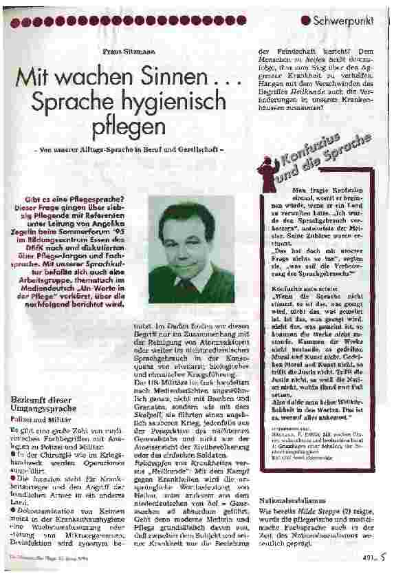 Vorschauseite 1: Mit wachen Sinnen ... Sprache hygienisch pflegen Von unserer Alltagssprache in Beruf und Gesellschaft