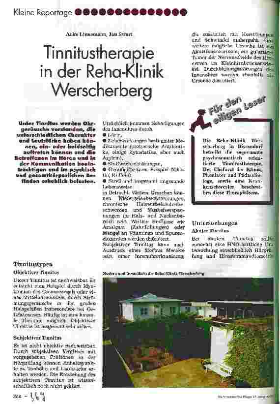 Vorschauseite 1: Tinnitustherapie in der Reha-Klinik Werscherberg
