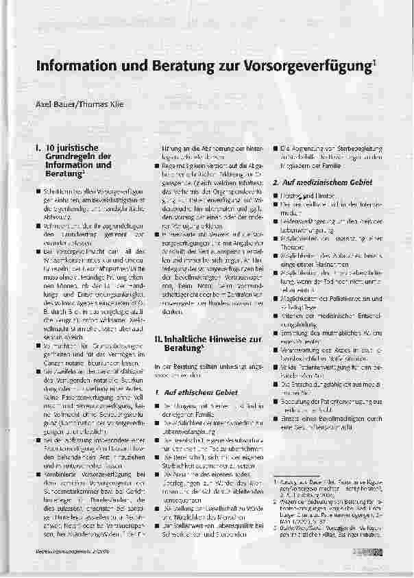 Vorschauseite 1: Information und Beratung zur Vorsorgeverfügung