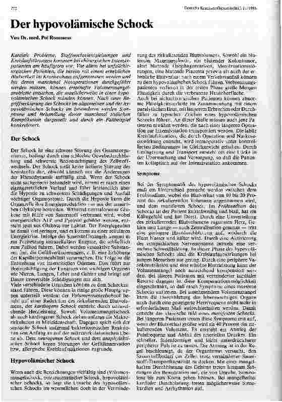 Vorschauseite 1: Der hypovolämische Schock