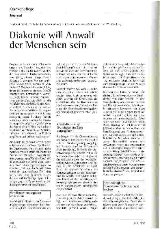 Vorschauseite 1: Diakonie will Anwalt sein