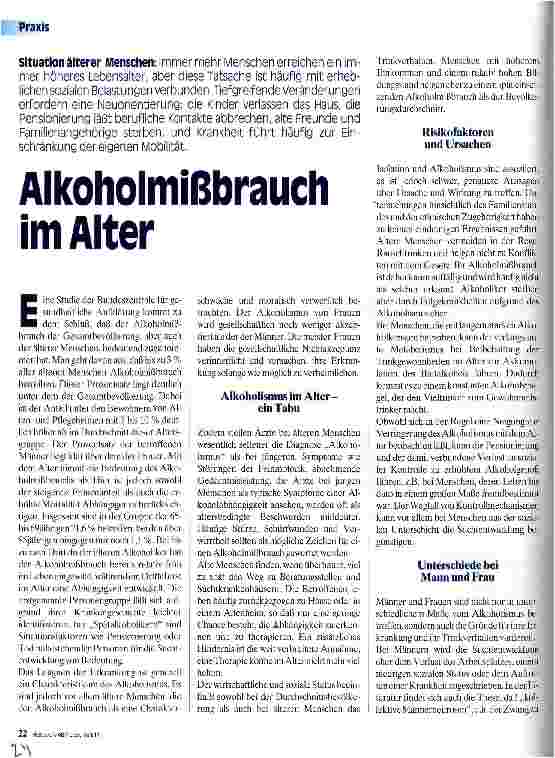 Vorschauseite 1: Alkoholmißbrauch im Alter