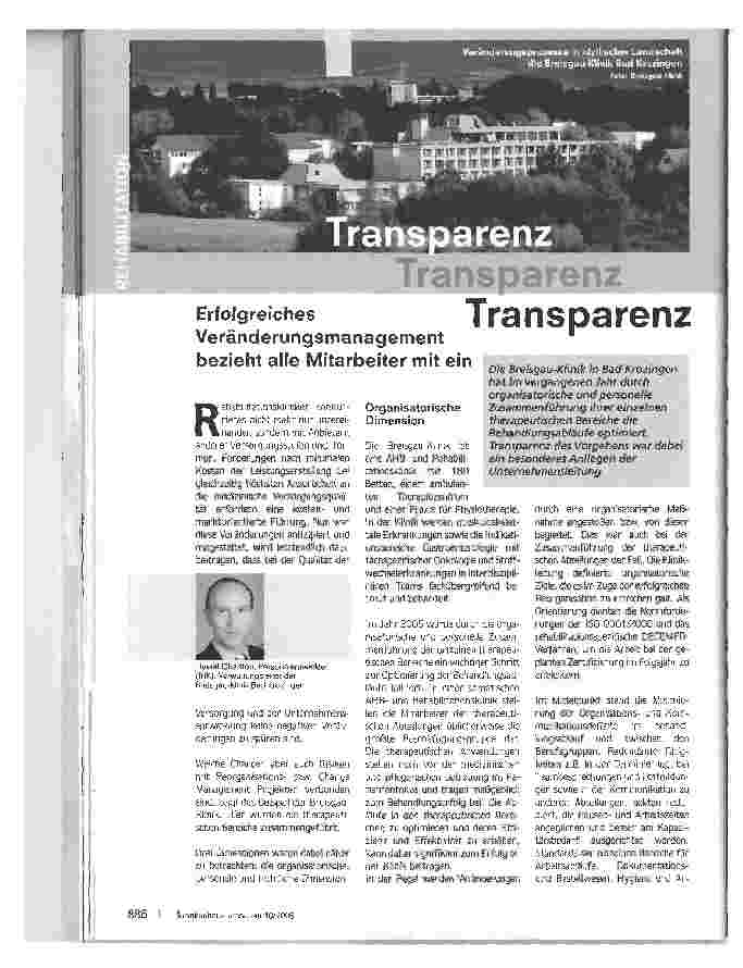 Vorschauseite 1: Transparenz, Transparenz, Transparenz