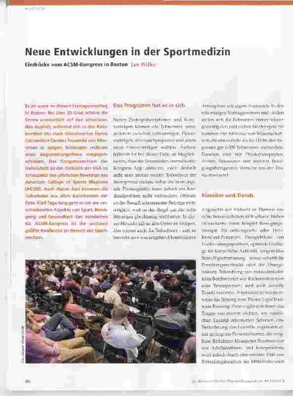 Vorschauseite 1: Neue Entwicklungen in der Sportmedizin