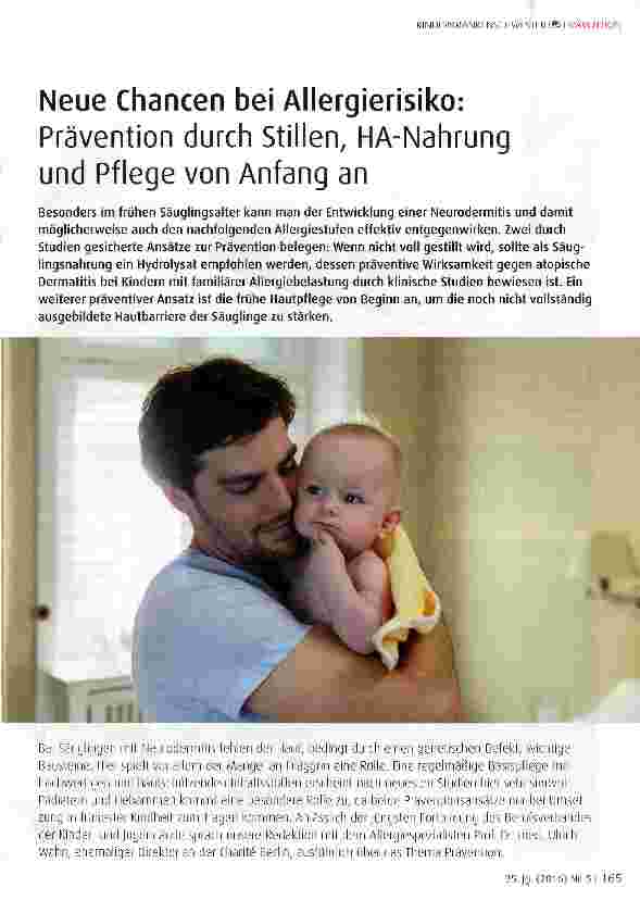 Vorschauseite 1: Neue Chancen bei Allergierisiko: Prävention durch Stillen, HA-Nahrung und Pflege von Anfang an