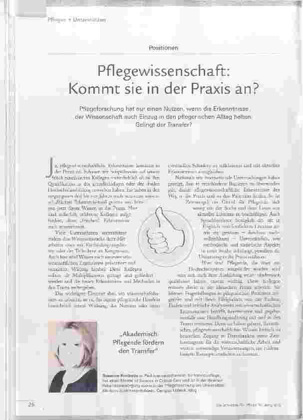 Vorschauseite 1: Pflegewissenschaft: Kommt sie in der Praxis an?