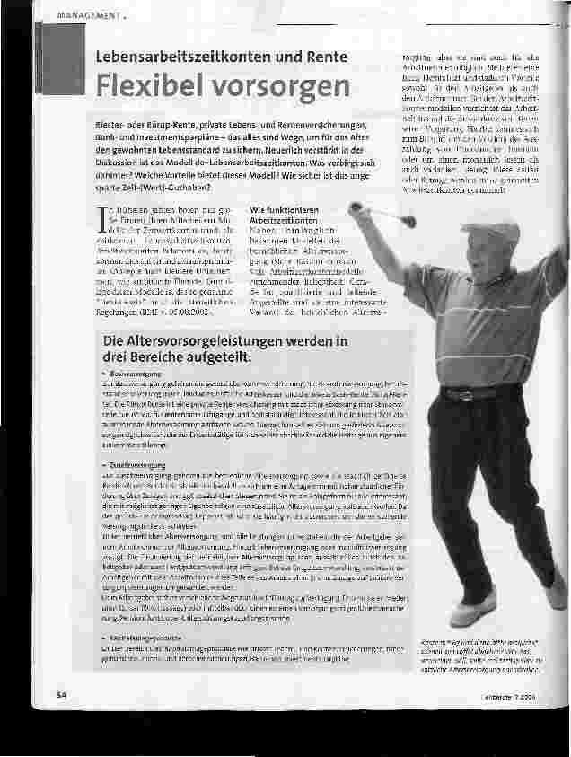Vorschauseite 1: Lebensarbeitszeitkonten und RenteFlexibel Vorsorgen