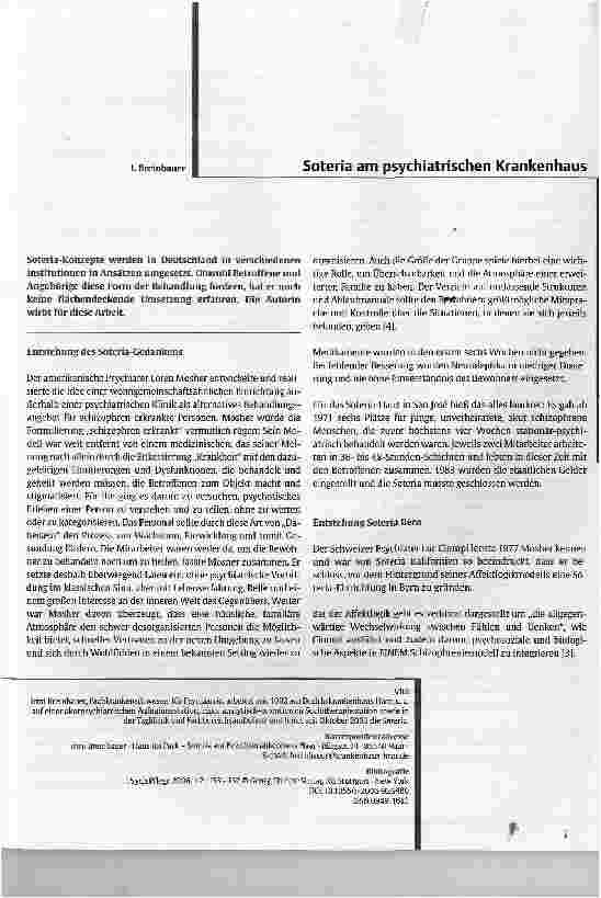 Vorschauseite 1: Soteria am psychiatrischen Krankenhaus