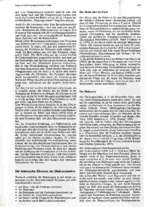Vorschauseite 2: Die psychische Situation des Dialysepatienten