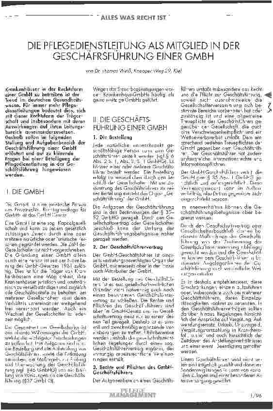 Vorschauseite 1: Die Pflegedienstleitung als Mitglied in der Geschäftsführung einer GmbH